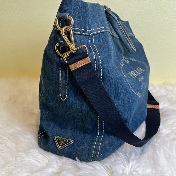 💯Authentic Prada Blue Denim Tote Bag🍀 - Picture 15 of 17